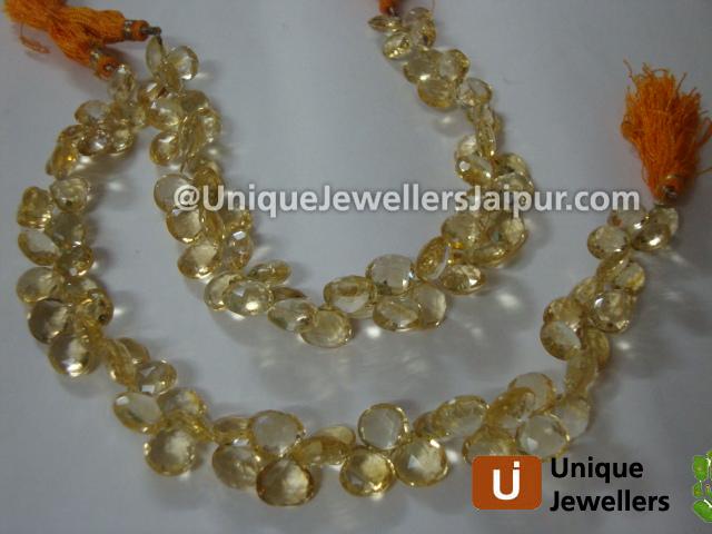 Citrine Faceted Heart Beads